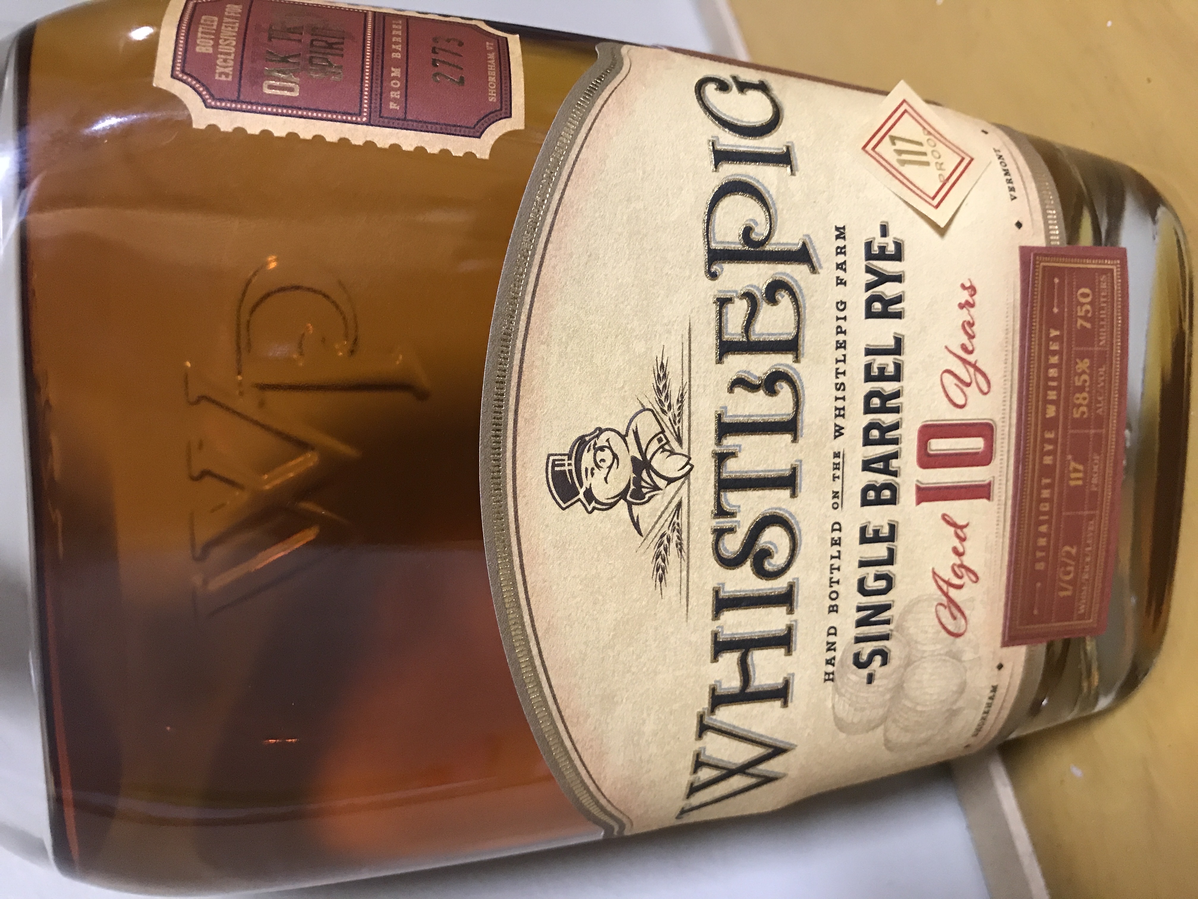 Whistlepig Single Barrel Rye 10yr 2773