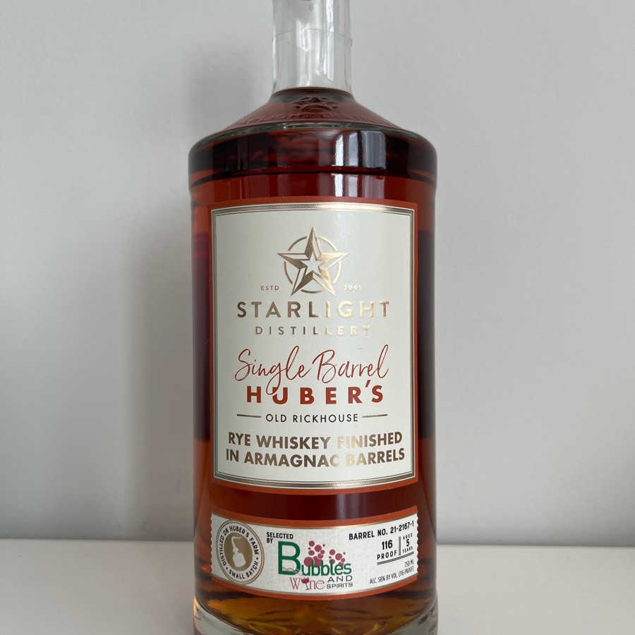 Starlight Single Barrel Huber's Old Rickhouse Rye Finished in Armagnac Barrels