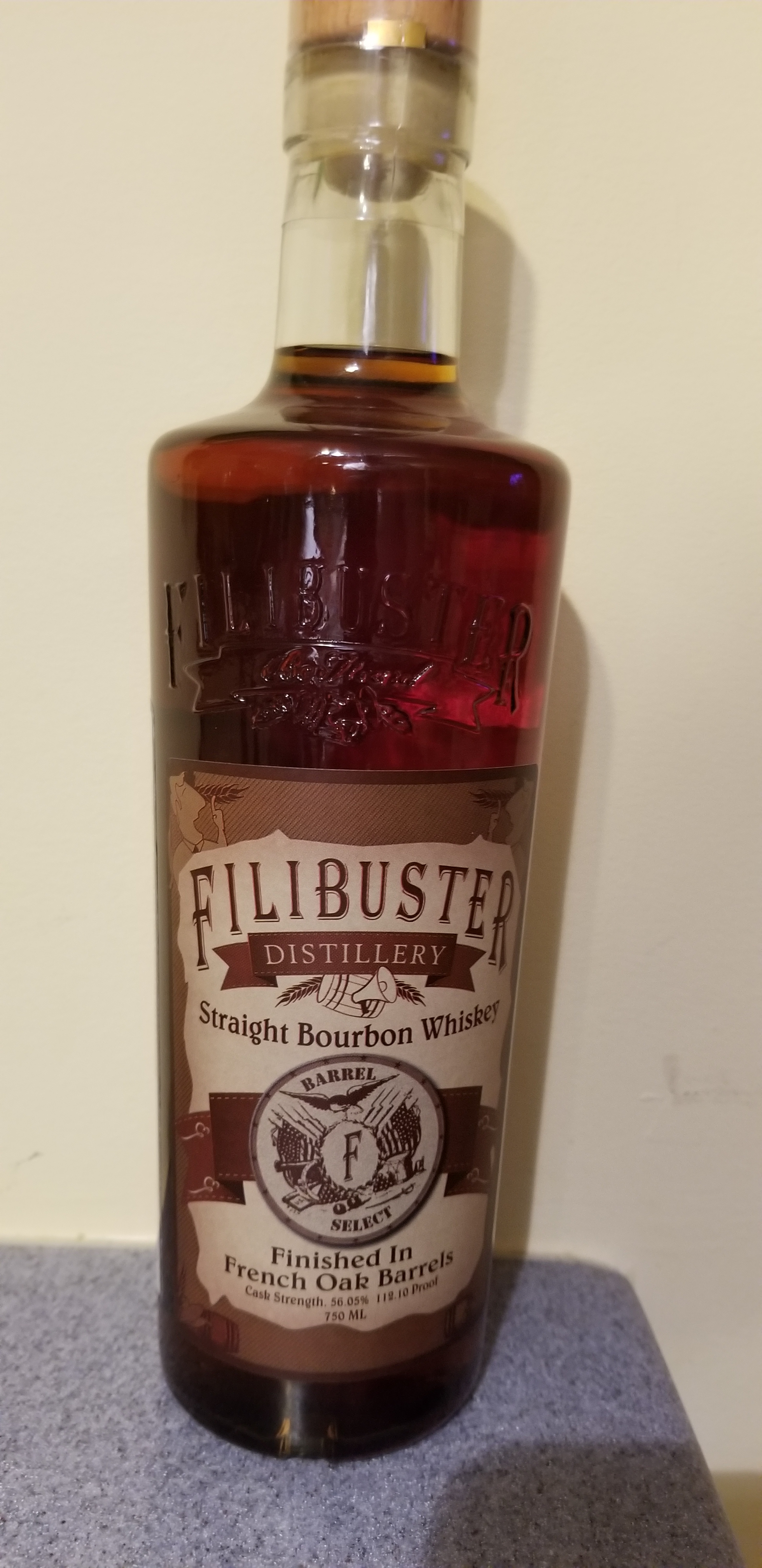 Filibuster Barrel Select Cask Strength Straight Bourbon Finished in French Oak