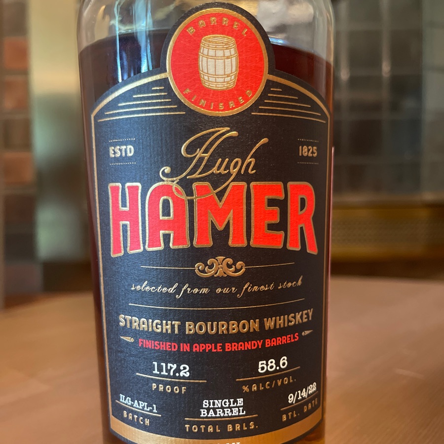 Hugh Hamer Single Barrel Bourbon Finished in Apple Brandy Barrels