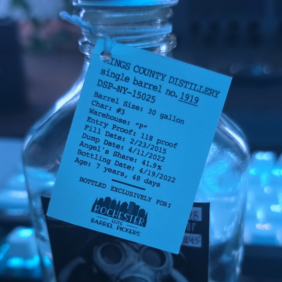 Kings County Distillery Single Barrel (Roc Elite barrel 1919)