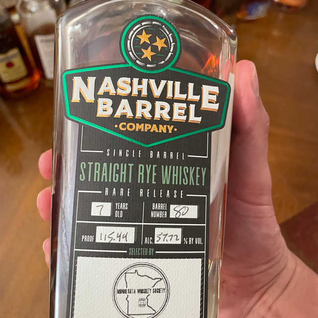 Nashville Barrel Single Barrel Straight Rye (Minnesota Whiskey Society)