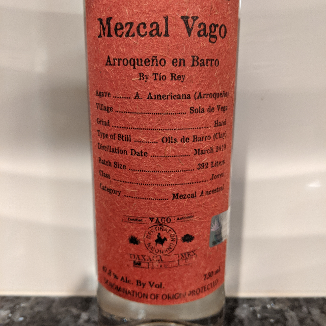 Mezcal Vago Arroqueño en Barro by Tío Rey