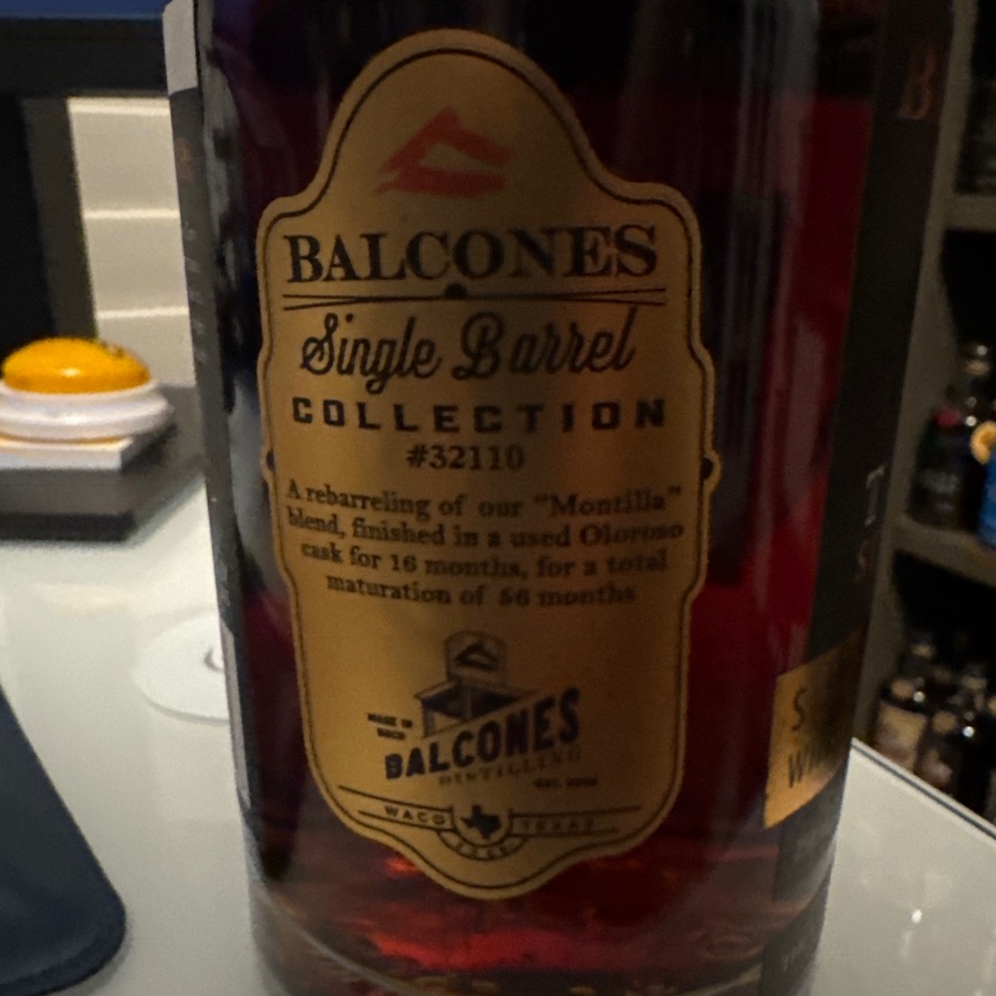 Balcones Texas Single Malt - Barrel 32110 - Distillery Only - Montilla rebarrel in used oloroso