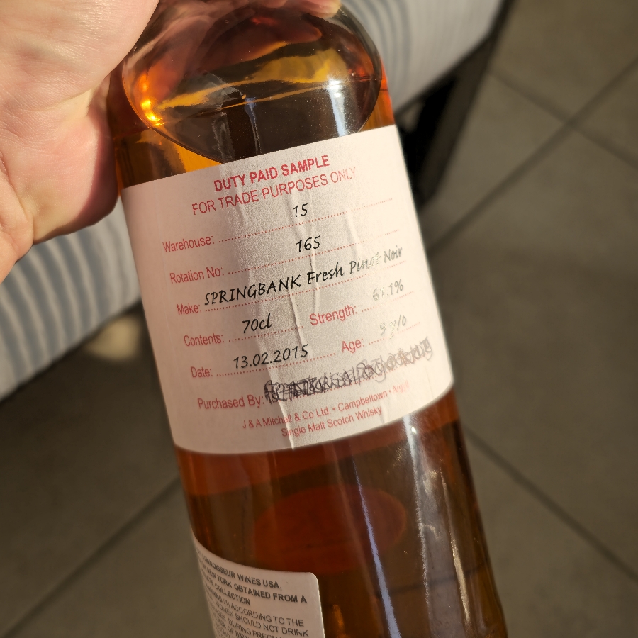 Springbank Duty Paid Sample Fresh Pinot Noir