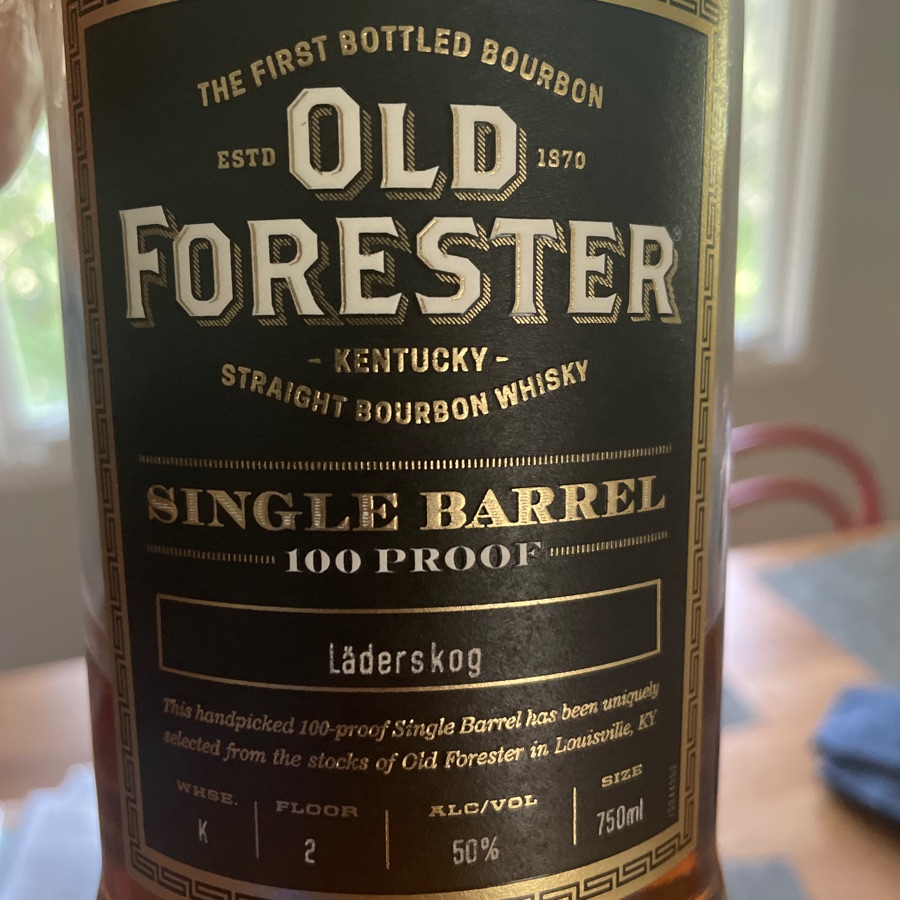old forester single barrel 100 proof "läderskog" sample from 1010
