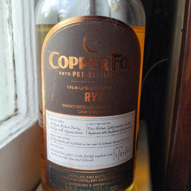 Copper Fox Inauguration Rye