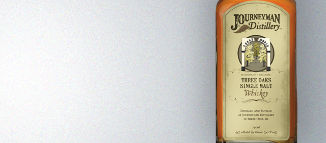 Journeyman Distillery Three Oaks Single Malt Organic Whiskey