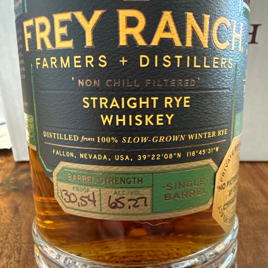 Frey Ranch - straight rye whiskey (no pictures please Cypress Craft)