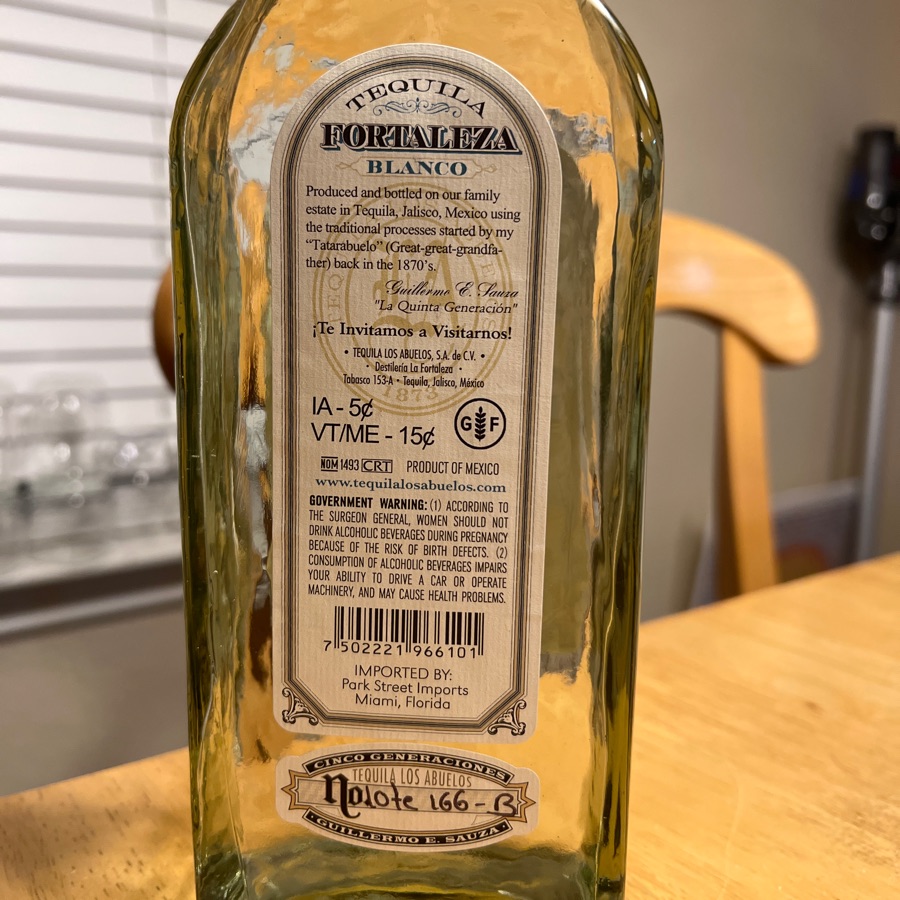 Fortaleza Lot 166-B Blanco Tequila