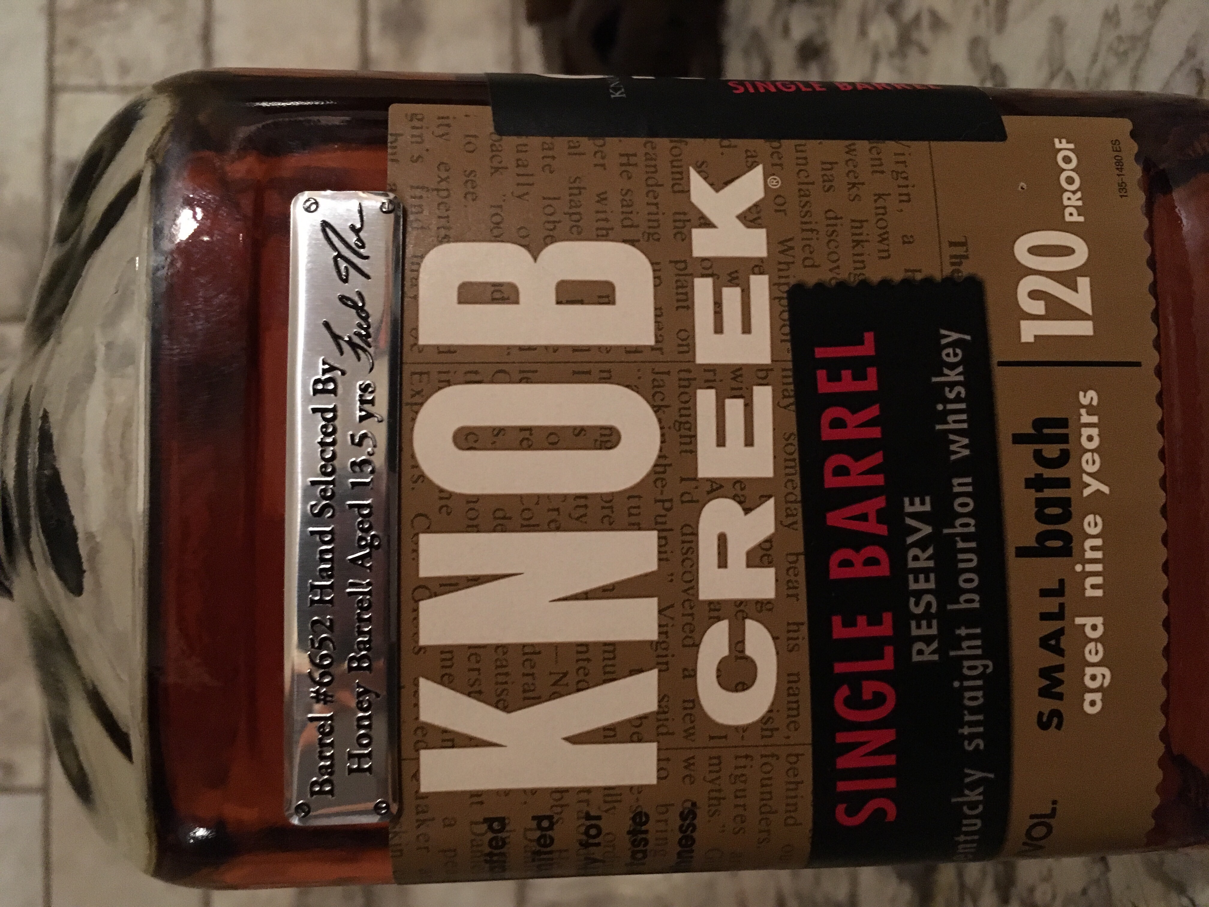 Knob Creek Single Barrel Select Bourbon Honey Barrel #6652
