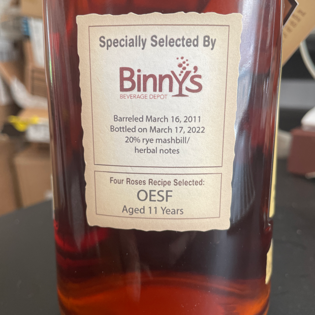 Four roses single barrel barrel proof oesf (Binny's pick)