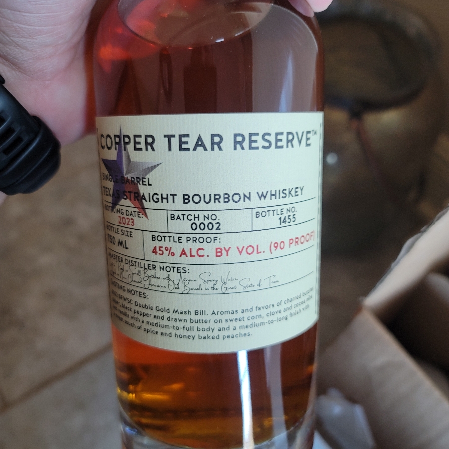 NOLA Distillery Copper Tear Reserve Texas Straight Bourbon Whiskey