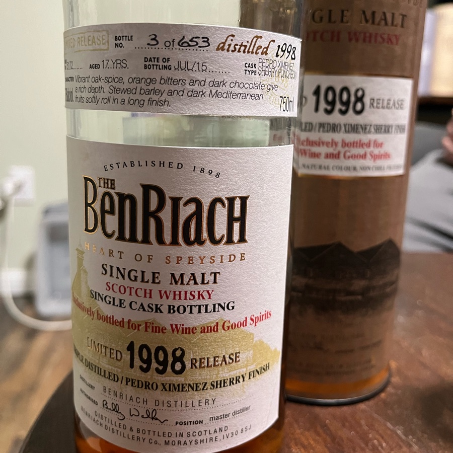 Benriach 1998 17 Years Single Cask (Fine Wine and Good Spirits)