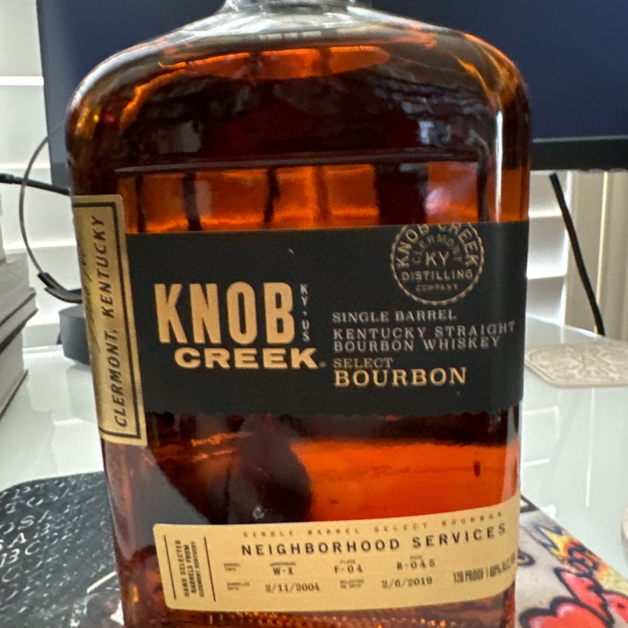 Knob Creek Single Barrel Select Bourbon - Neighborhood Servixes Pick - WH W-X, Floor F-04, Rick 045 - 15 year