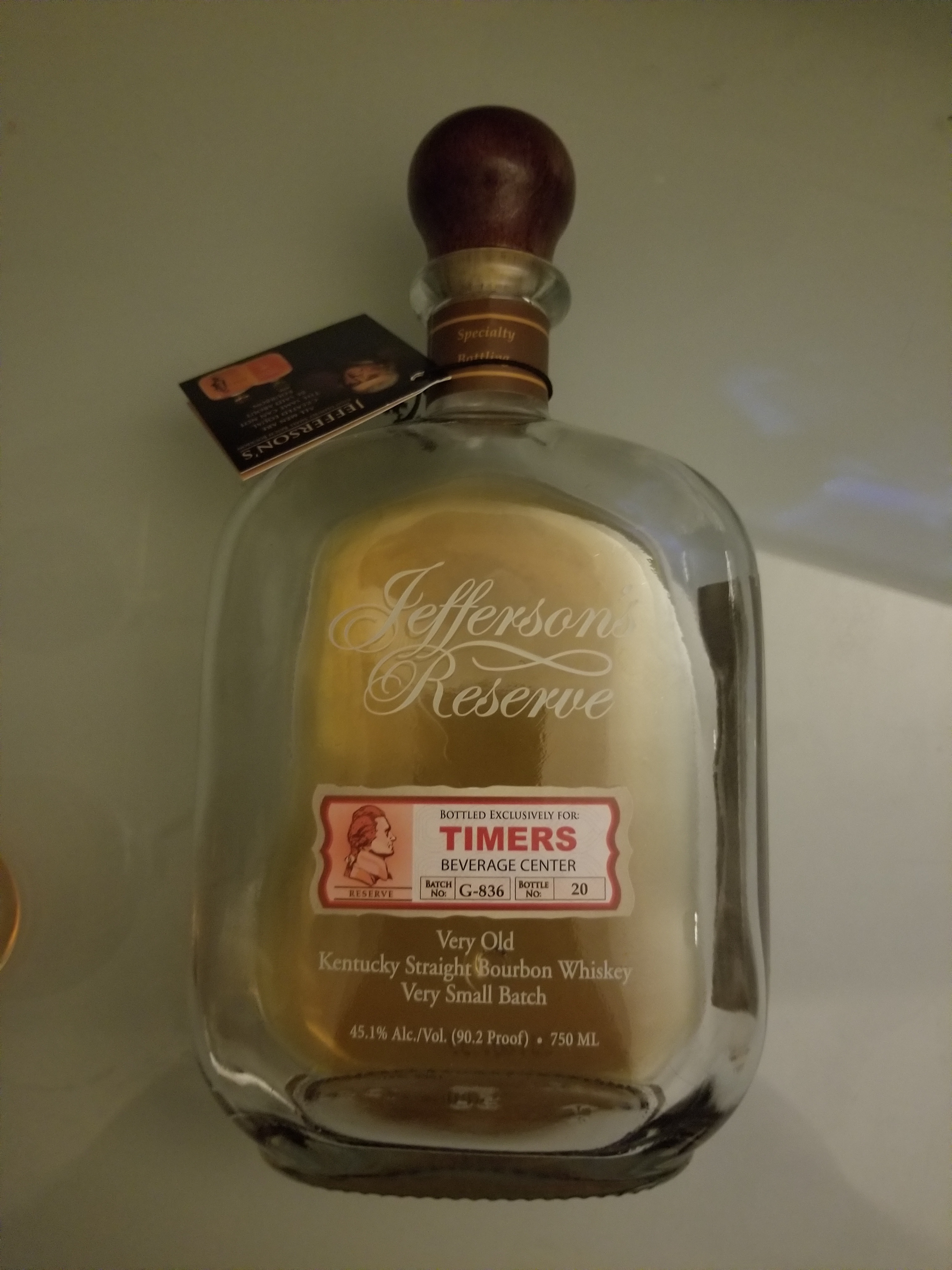 Jefferson's Reserve Very Old Bourbon Batch G-836 (Timers)