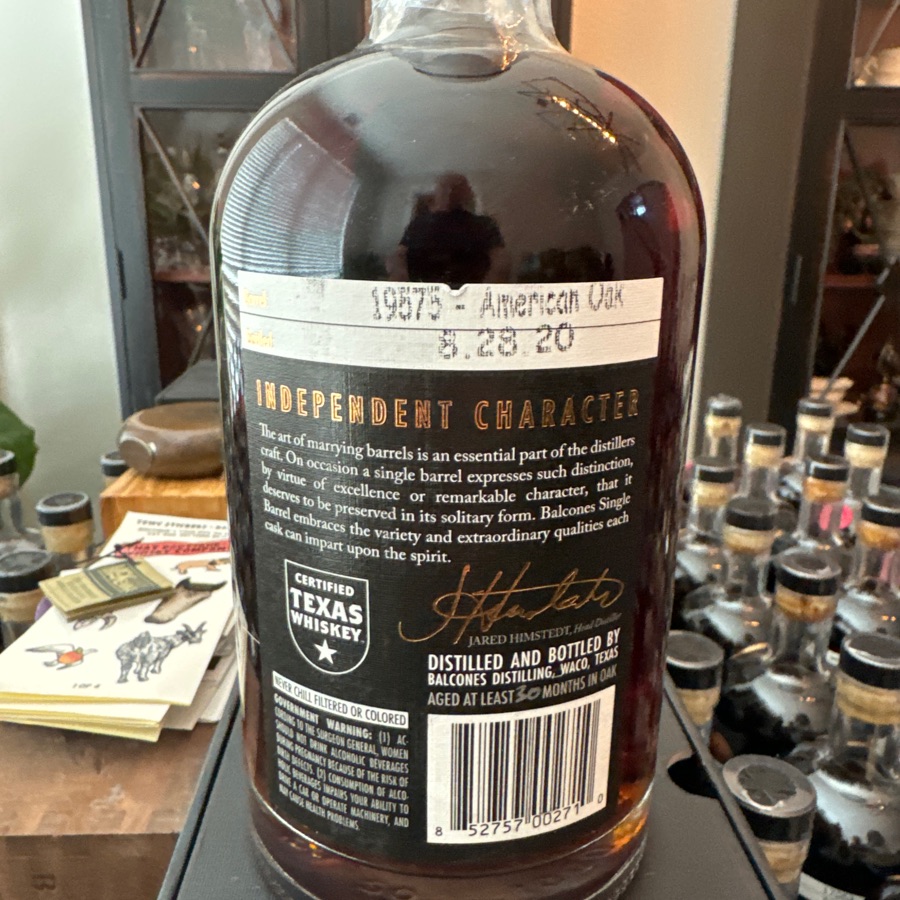 Balcones high Plains, Texas, single malt whisky - Spec's single barrel #19575 - 8/28/20