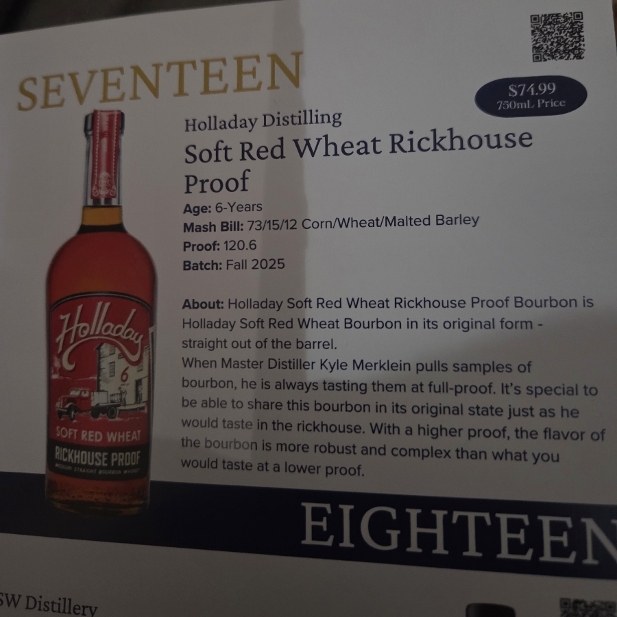 Holladay Soft Red Wheat Rickhouse Proof (Fall 2025)