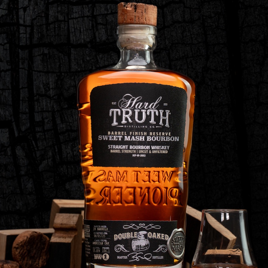 Hard Truth Barrel Finish Reserve Sweet Mash Straight Bourbon Whiskey Barrel Strength Uncut and Unfiltered Double Oaked