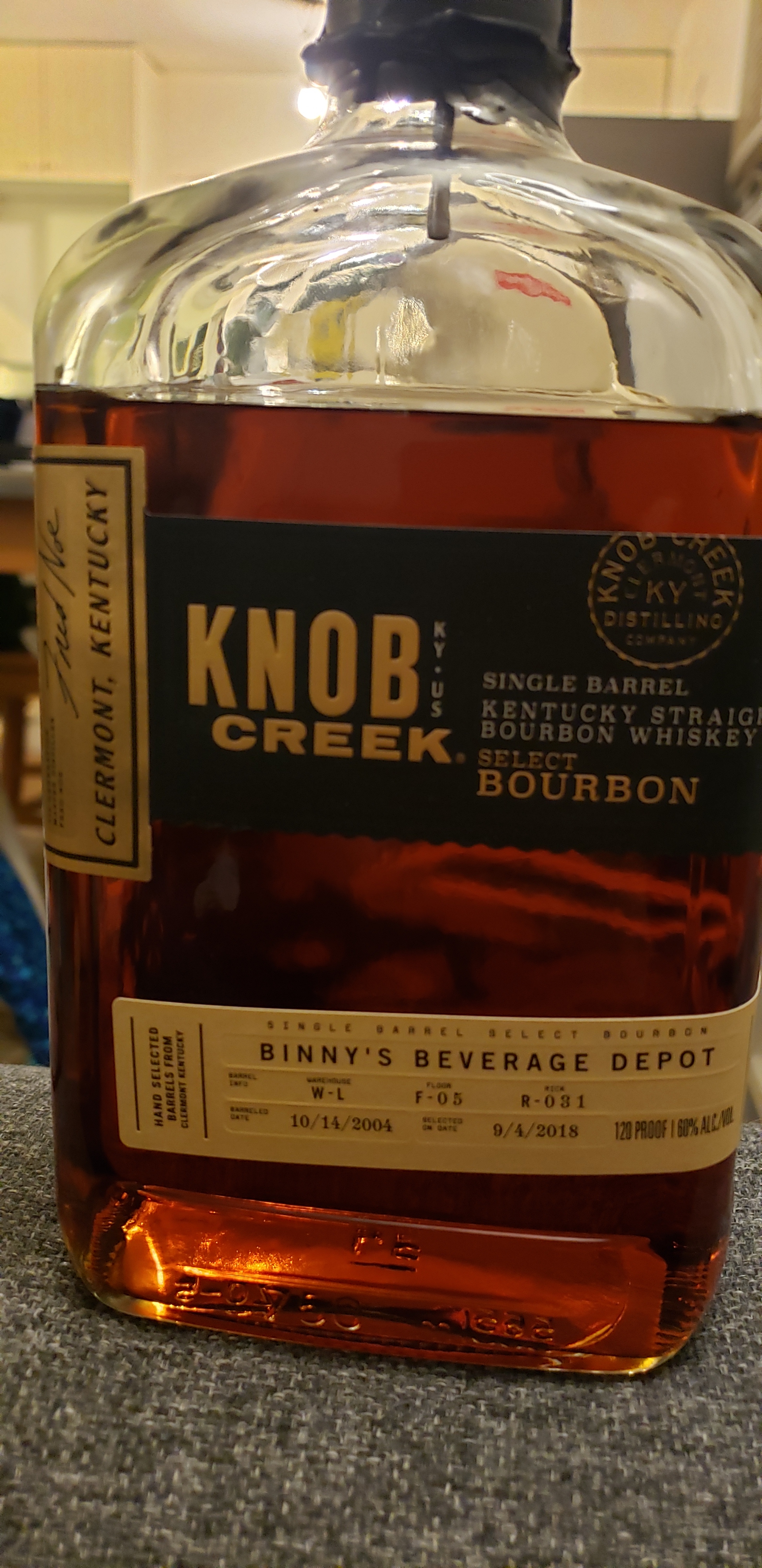 Knob Creek Single Barrel Select Bourbon W-L F-05 R-031 (Binny's Beverage Depot)