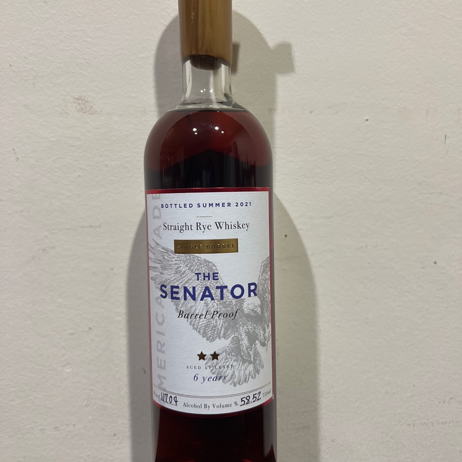 The Senator Barrel Proof Single Barrel Straight Rye Whiskey