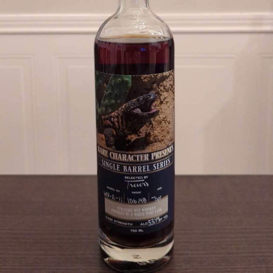 Rare Character Single Barrel Straight Rye Whiskey in a White Port Cask