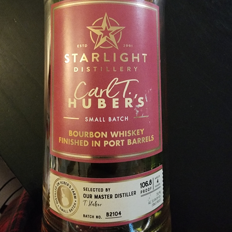 Starlight Carl T. Huber's Bourbon Whiskey finished in Port Barrels