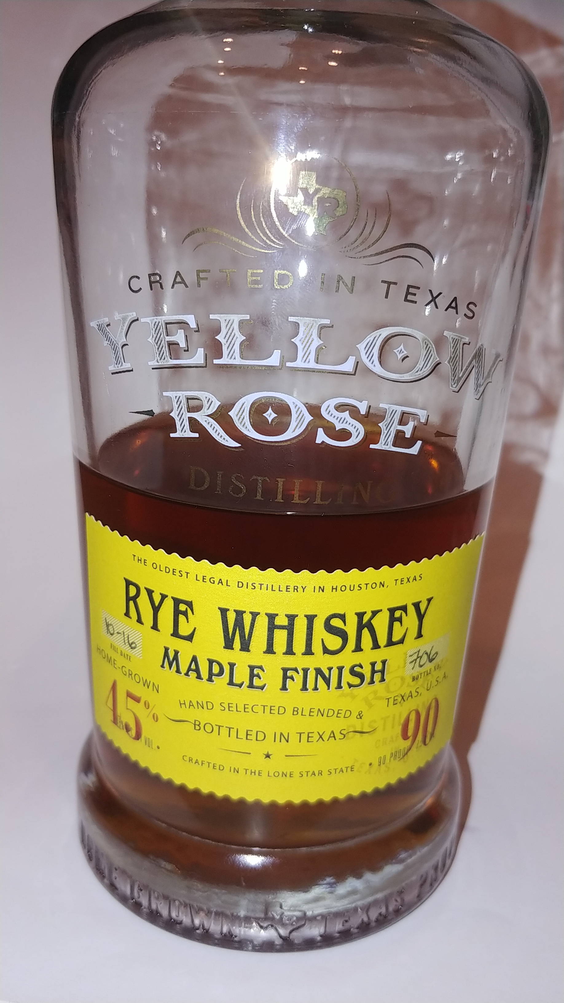 Yellow Rose Rye Whiskey Maple Finish