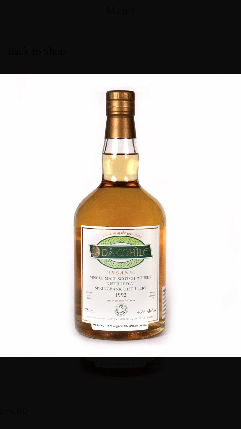Da Mhile Organic Single Malt - Springbank Distillery 1992