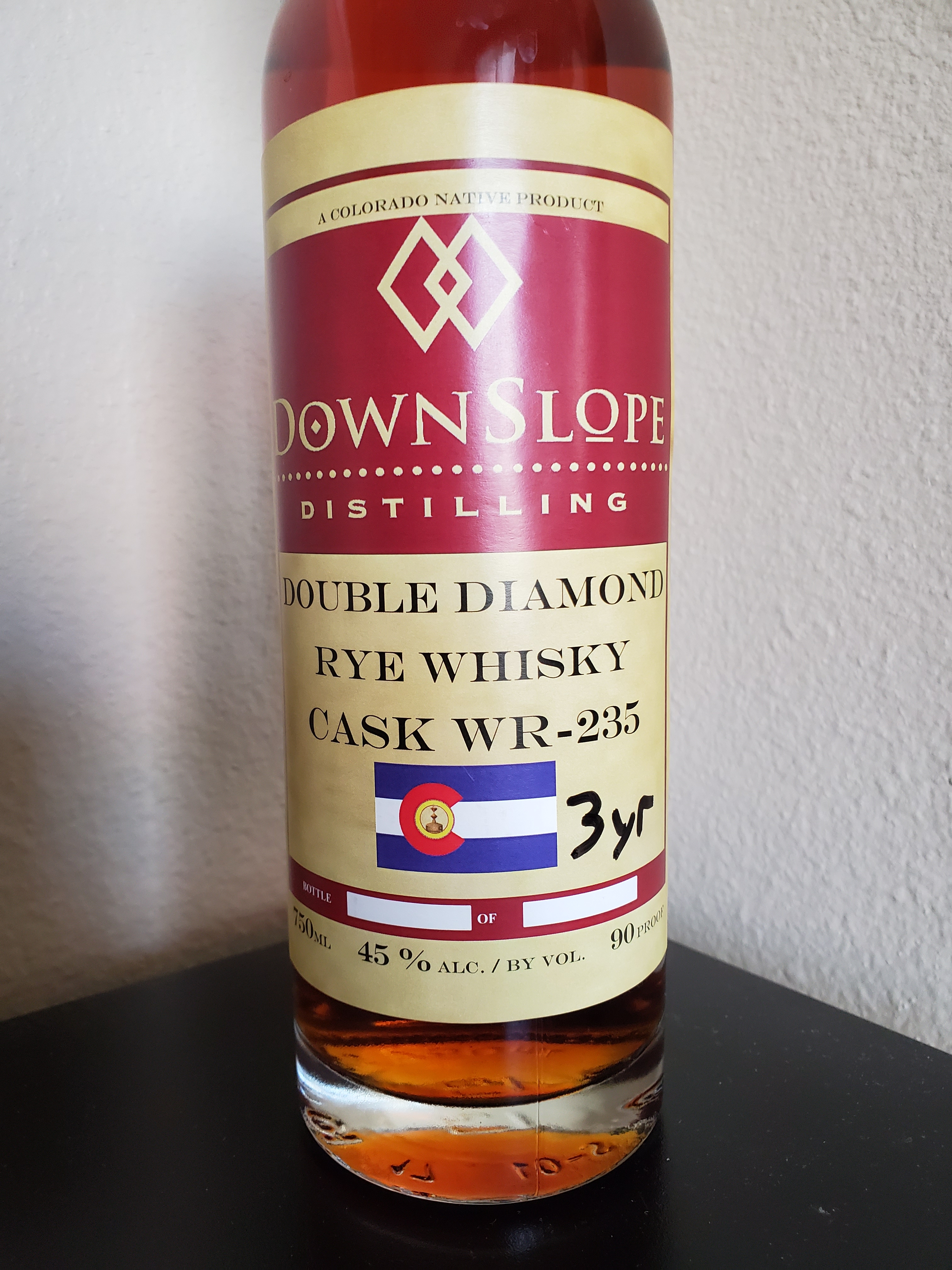 Downslope Double Diamond 3yr old Rye Whisky