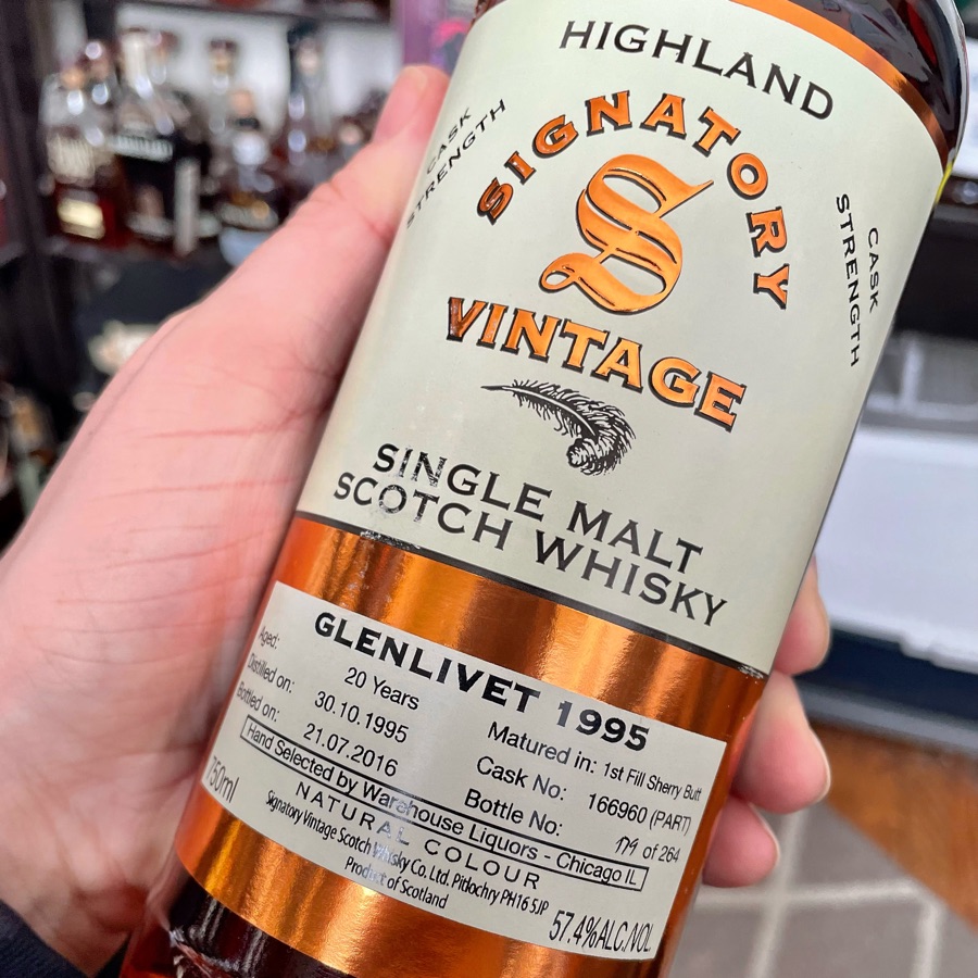 glenlivet 1995 20 years old Signatory Vintage (Warehouse liquors pick, Chicago)