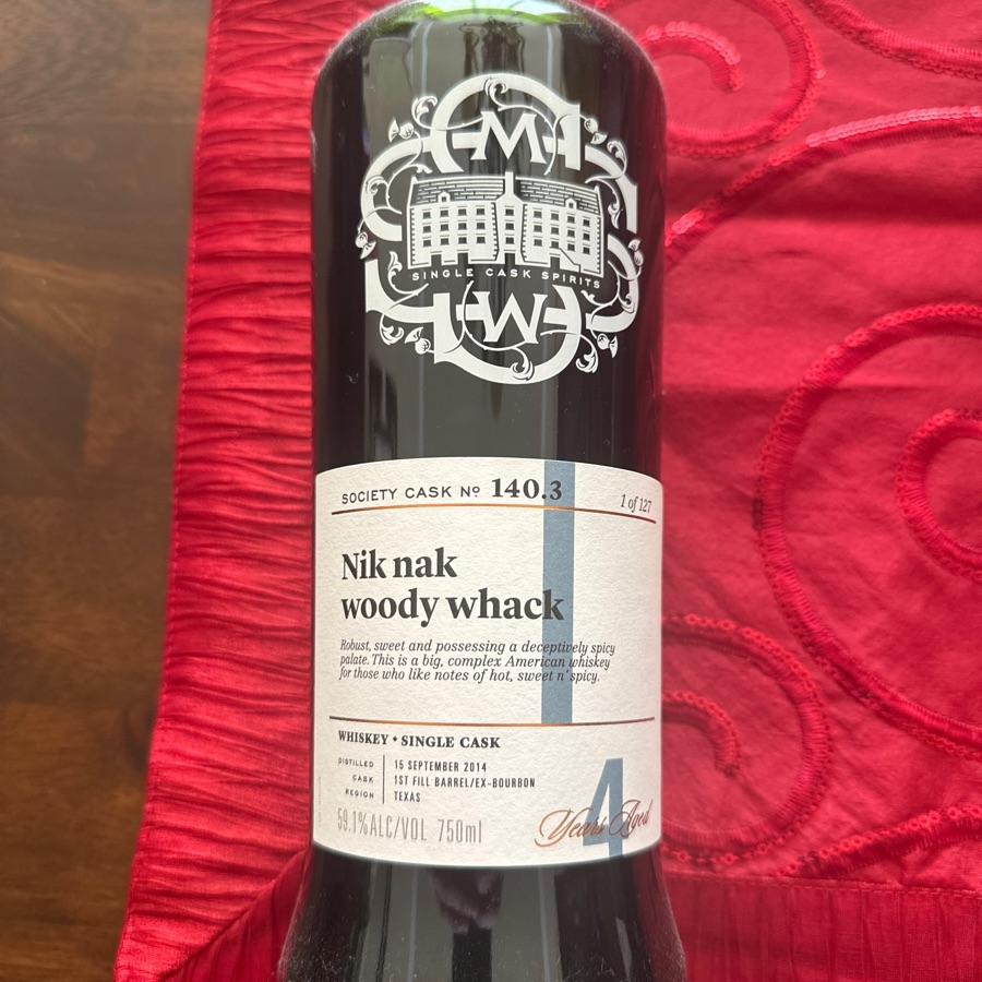 Single Malt Whiskey Society - 140.3 - Nik Nak Woody Whack - Balcones Single Cask
