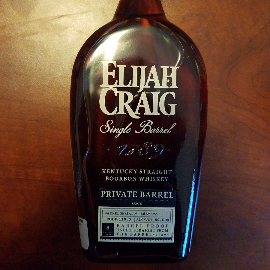 Elijah Craig Single Barrel, Spec's Private Barrel, Barrel Proof, 8 Year Old