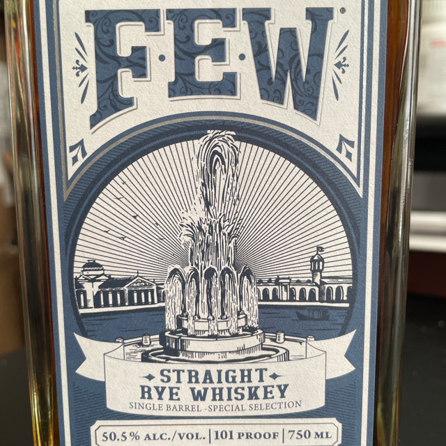 FEW single barrel straight rye whiskey (Binny's pick)