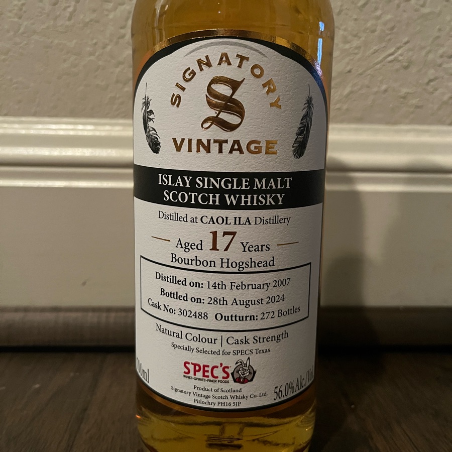 Caol Ila 2007 17 Years Single Cask 302488 (Signatory Vintage - Spec's Texas)
