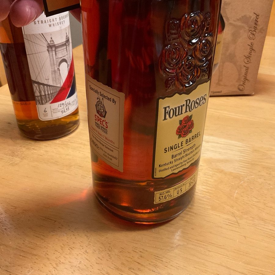Four Roses Single Barrel Barrel Strength Kentucky Straight Bourbon Whiskey Warehouse No. US Barrel No. 30-2D OBSO (Spec's 2023)