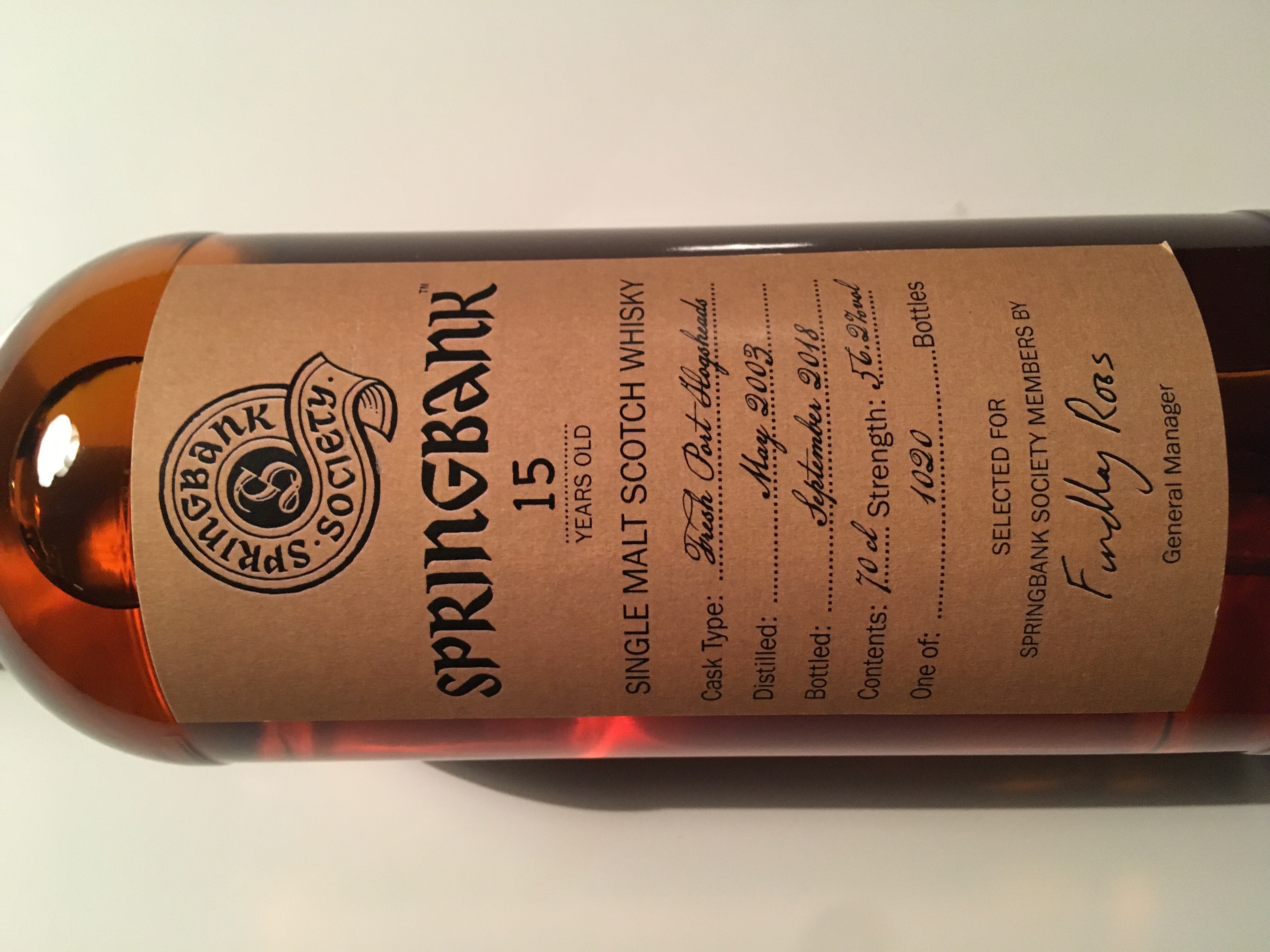 Springbank 15 Year. Springbank Society - September 2018