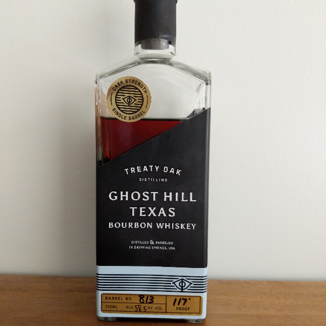 Treaty Oak Distilling Ghost Hill Texas Bourbon Whiskey Cask Strength Single Barrel