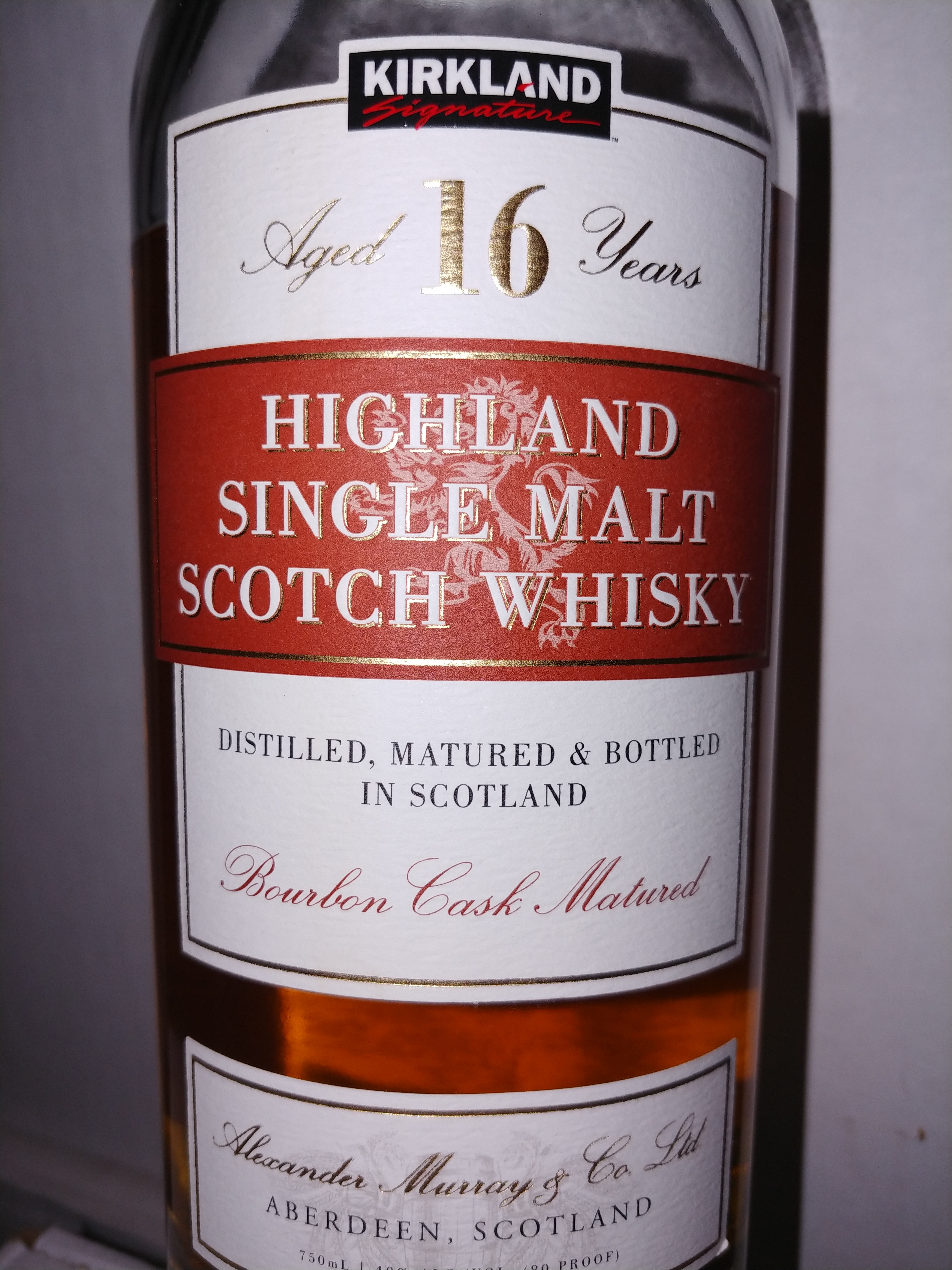 Kirkland 16 Year Highland Single Malt Bourbon Cask Matured
