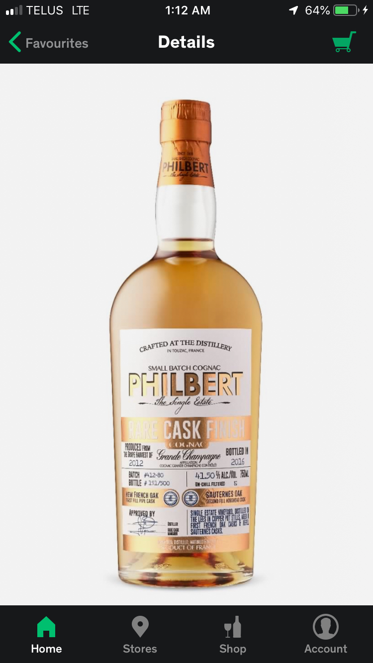 Philbert cognac Rare Cask Finish Sauternes Oak Cask