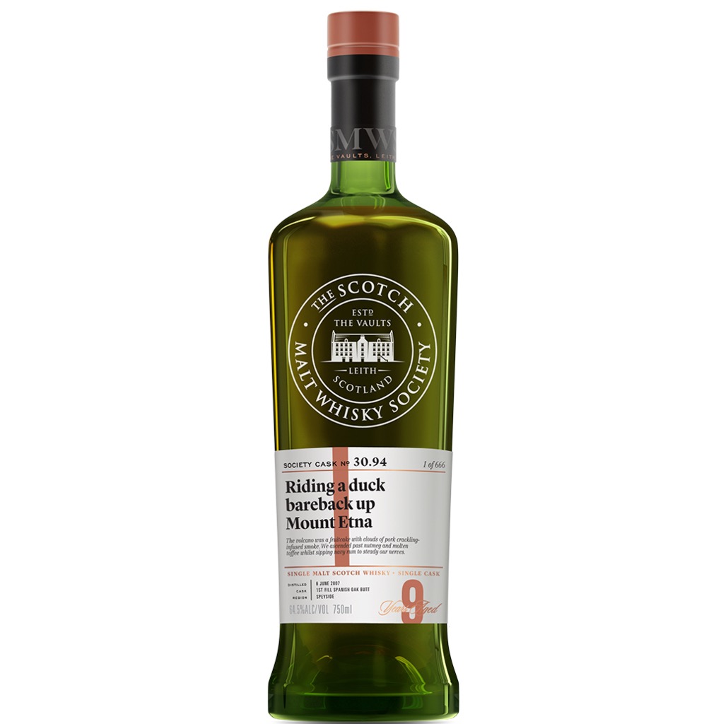 Riding a duck bareback up Mount Etna 30.94 (SMWS)