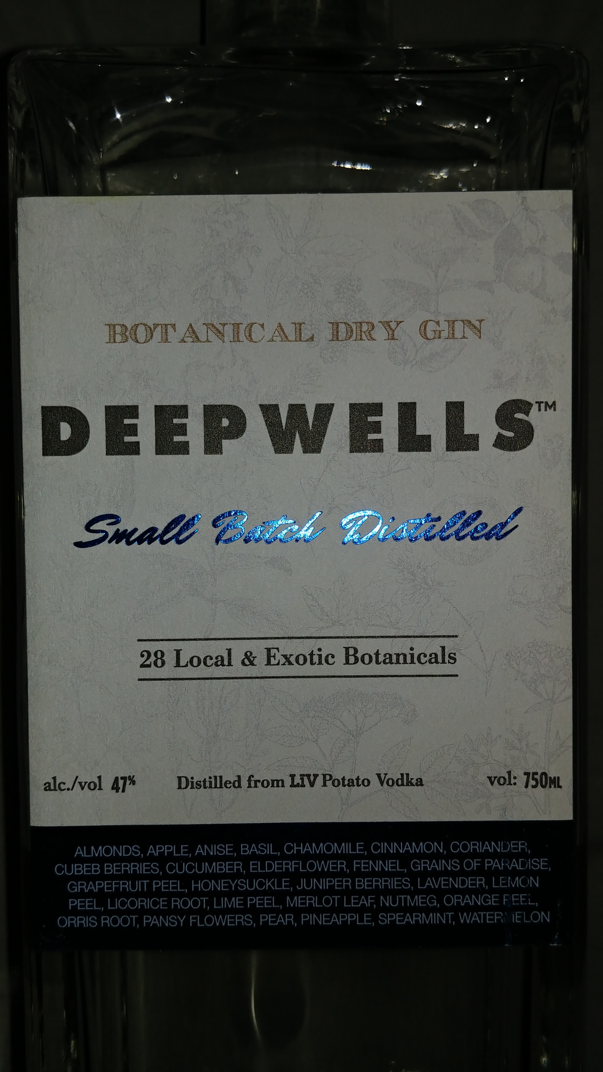 Deepwells Small Batch Distilled Botanical Gin