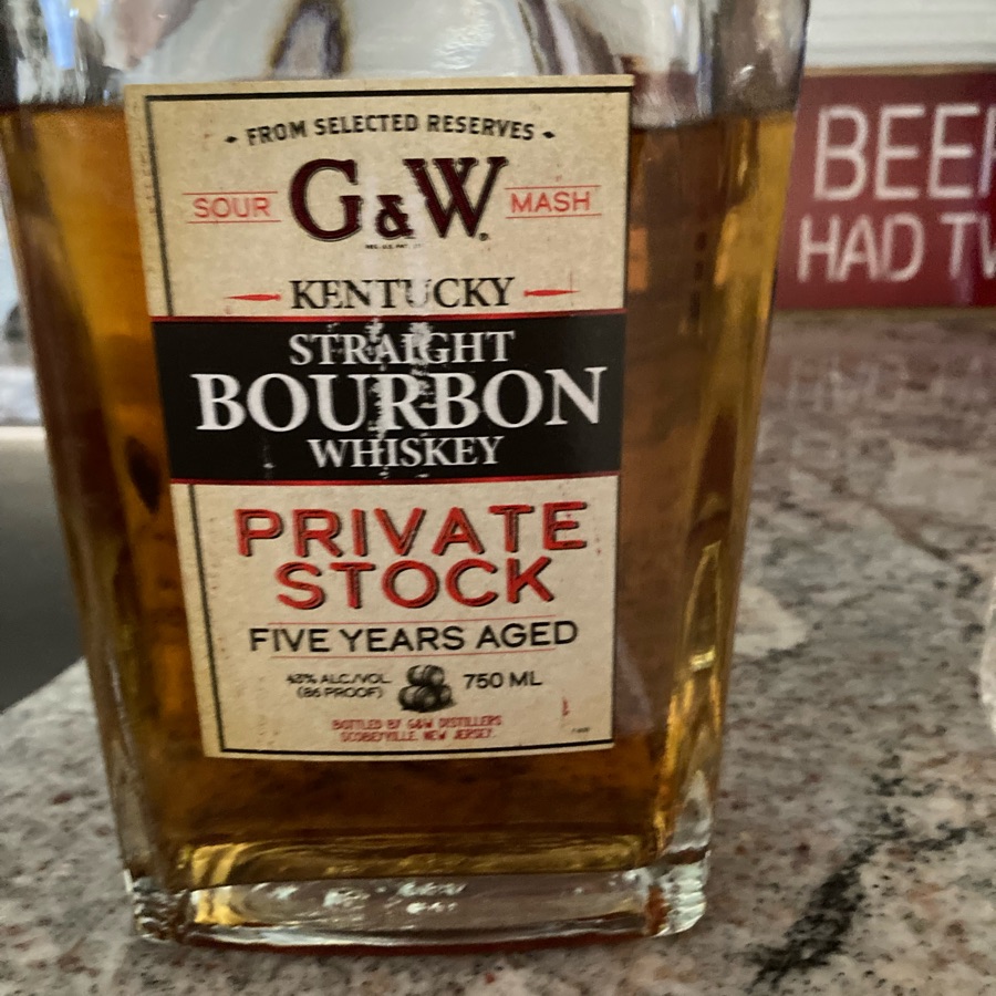 G & W Kentucky Straight Bourbon Whiskey Private Stock