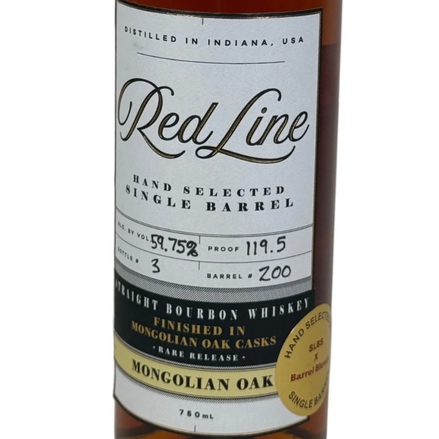 Red Line Single Barrel Straight Bourbon Whiskey Finished In Mongolian Oak Casks - Rare Release
