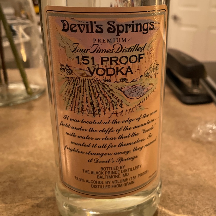 Devil's Springs 151 Proof Vodka
