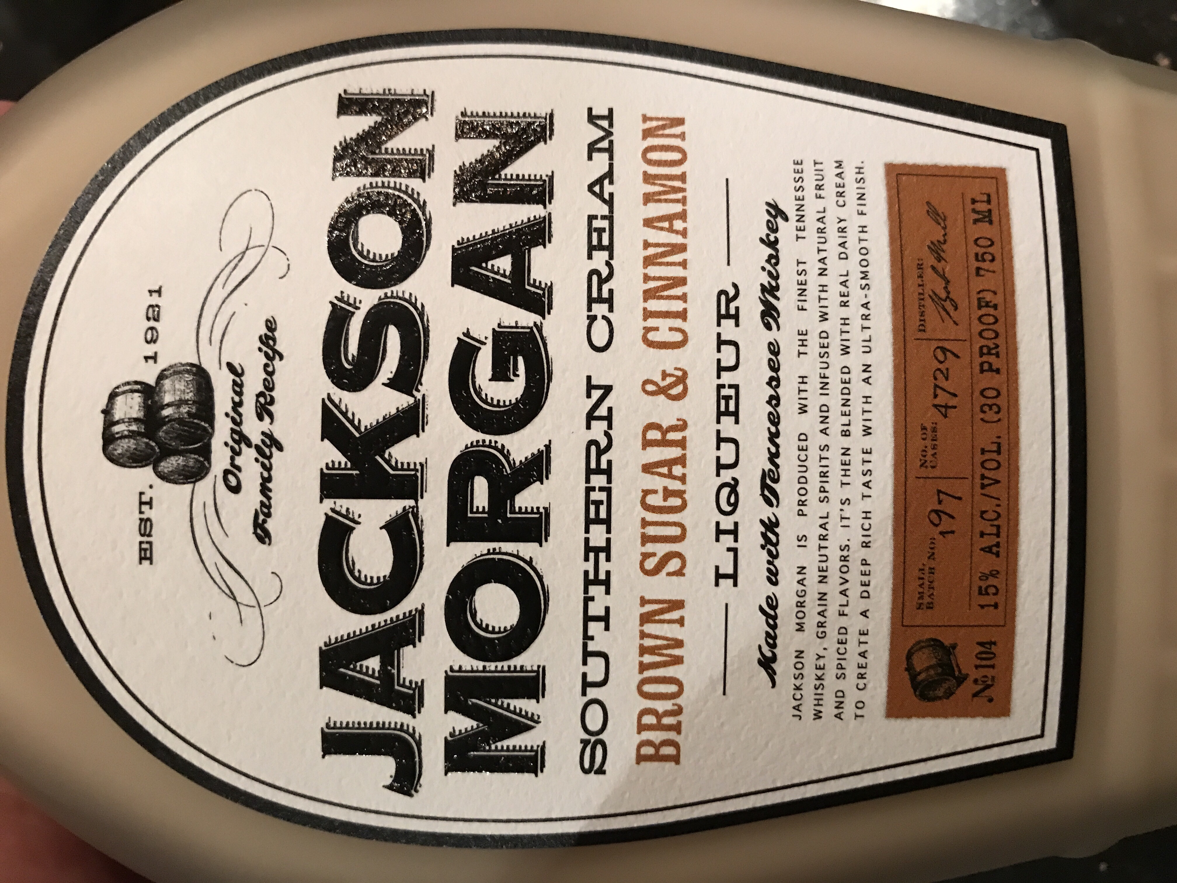 Jackson Morgan southern cream brown sugar and cinnamon