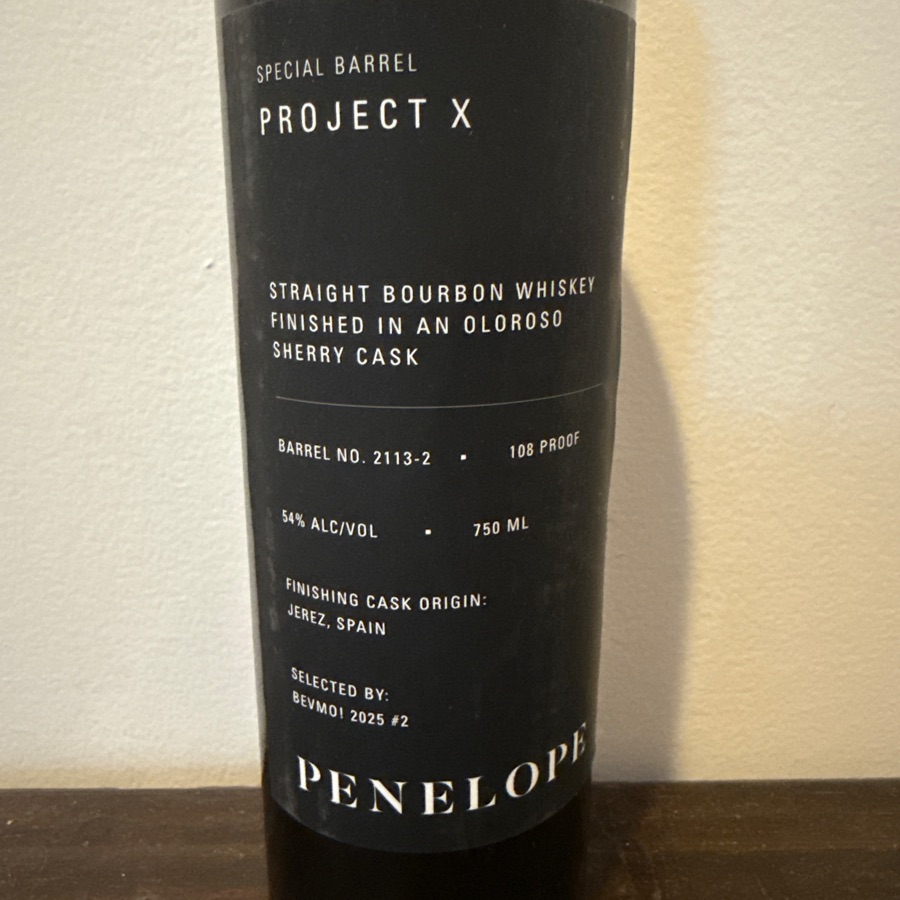 Penelope Project X Straight Bourbon Oloroso Sherry Cask Finish BEVMO! 2025 #2