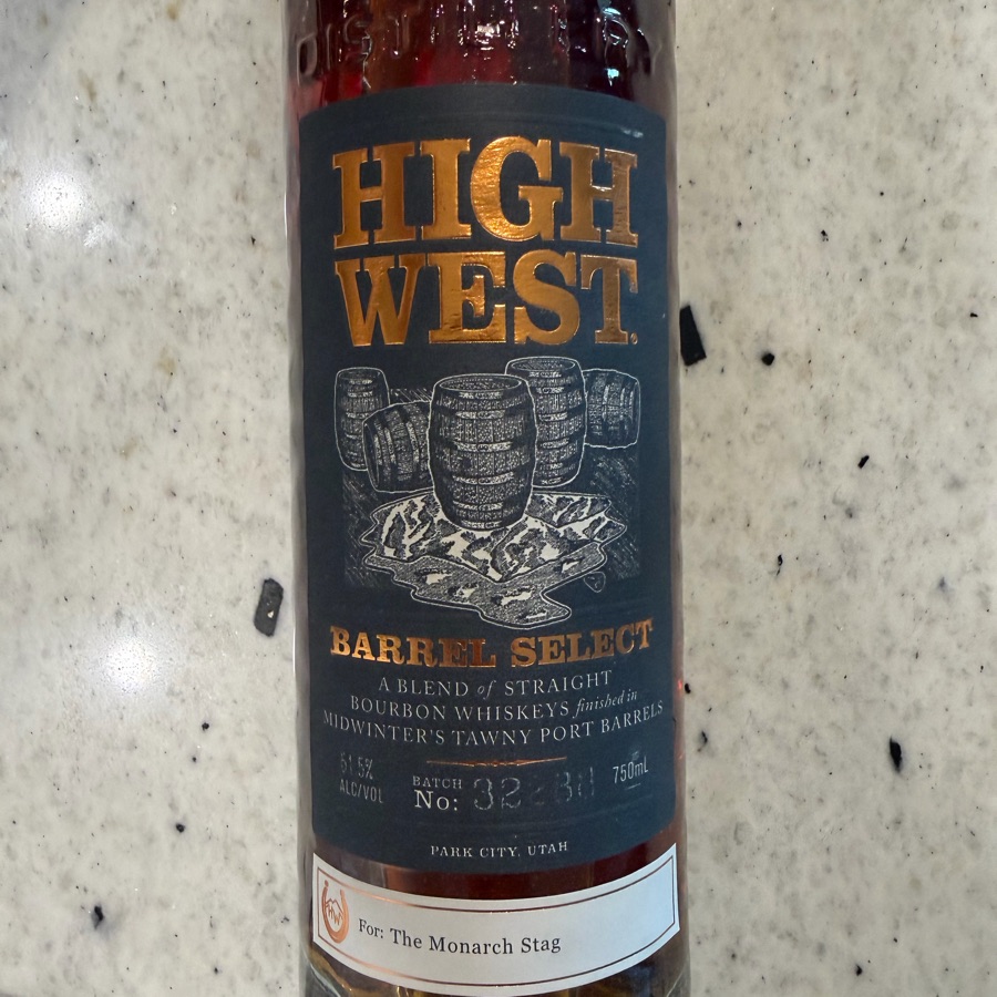 High West Barrel Select Blend of Straight Bourbon Whiskeys Finished in MIDWINTER'S TAWNY PORT BARRELS