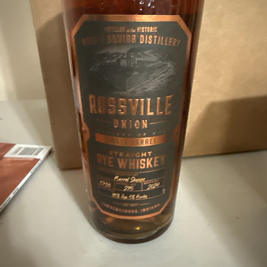 Rossville Union Single Barrel Rye 2026 (Barrel Shoppe)