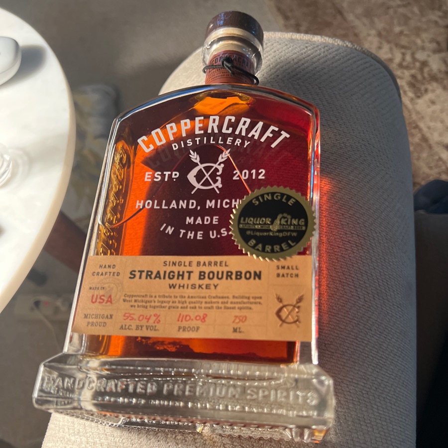 Copperctaft Single Barrel Straight Bourbon Whiskey Liqour King DFW